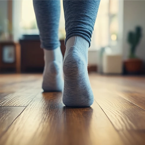 Walking on hardwood flooring