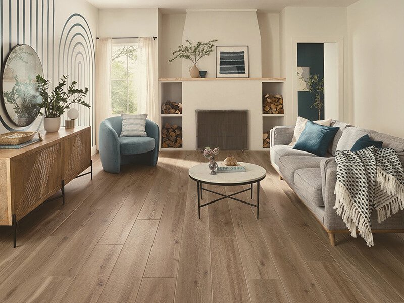 Coretec Vinyl flooring in a stylish living room