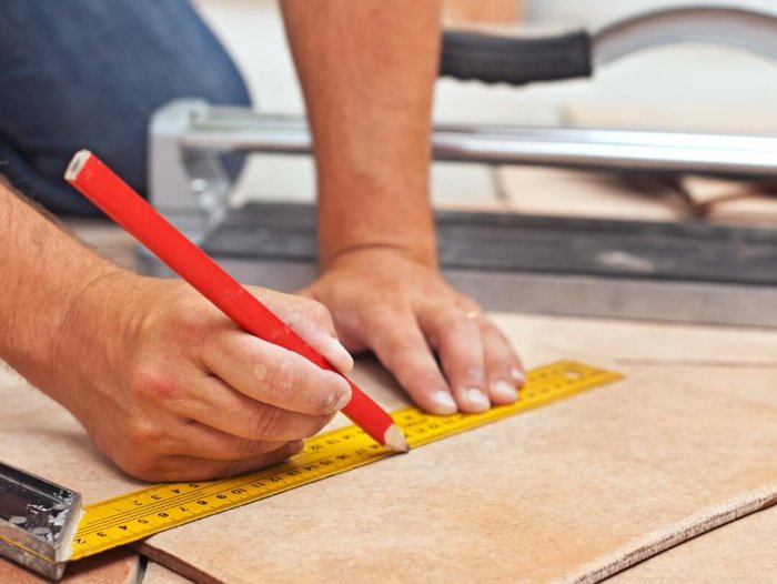 Measuring tiles for flooring installation