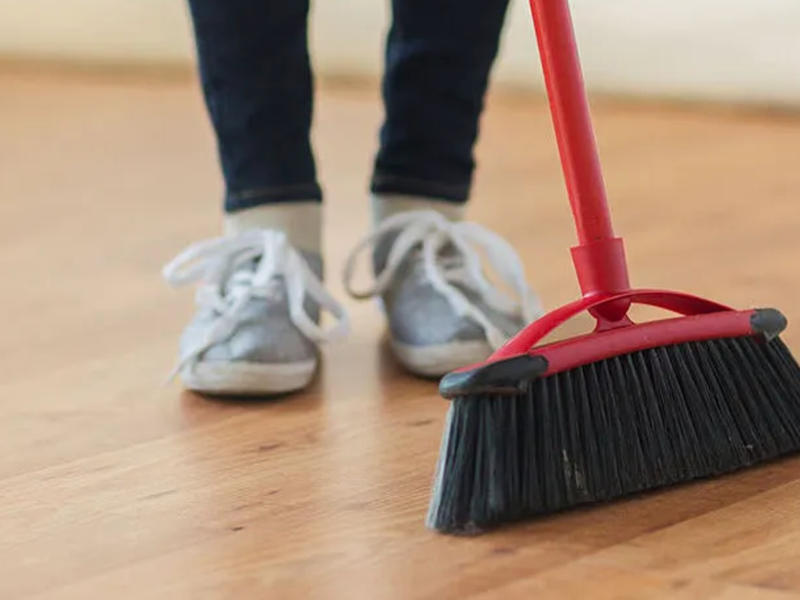 Sweeping vinyl floor
