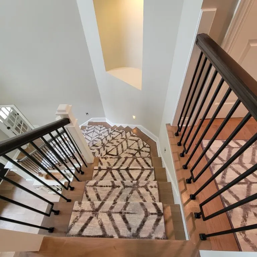 Abstract patterned carpet stair runner