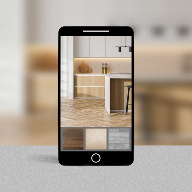 Roomvo flooring Visualizer on a mobile phone