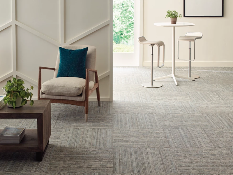 Carpet tiles in a bright home