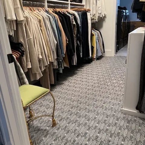 Patterned carpet flooring in a closet by McCools