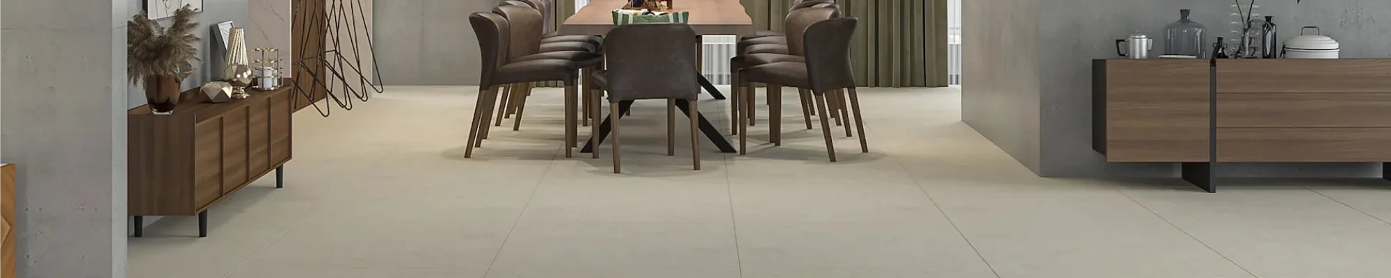 Tile flooring in a modern dining area